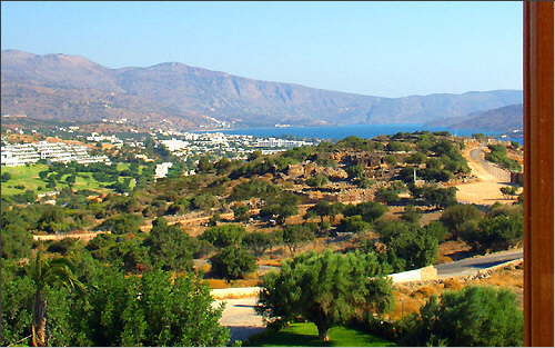 Elounda: View from the balcony of Villa Glan y Mor